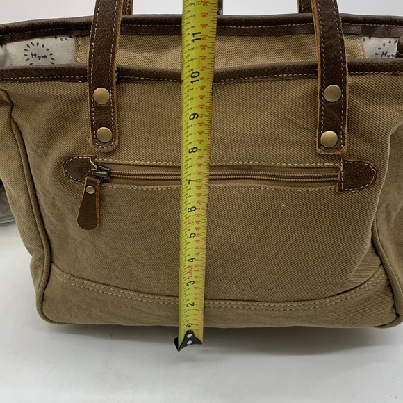 Myra Bag Brown Criss Cross Pattern Shoulder Bag Tote - Picture 9 of 15